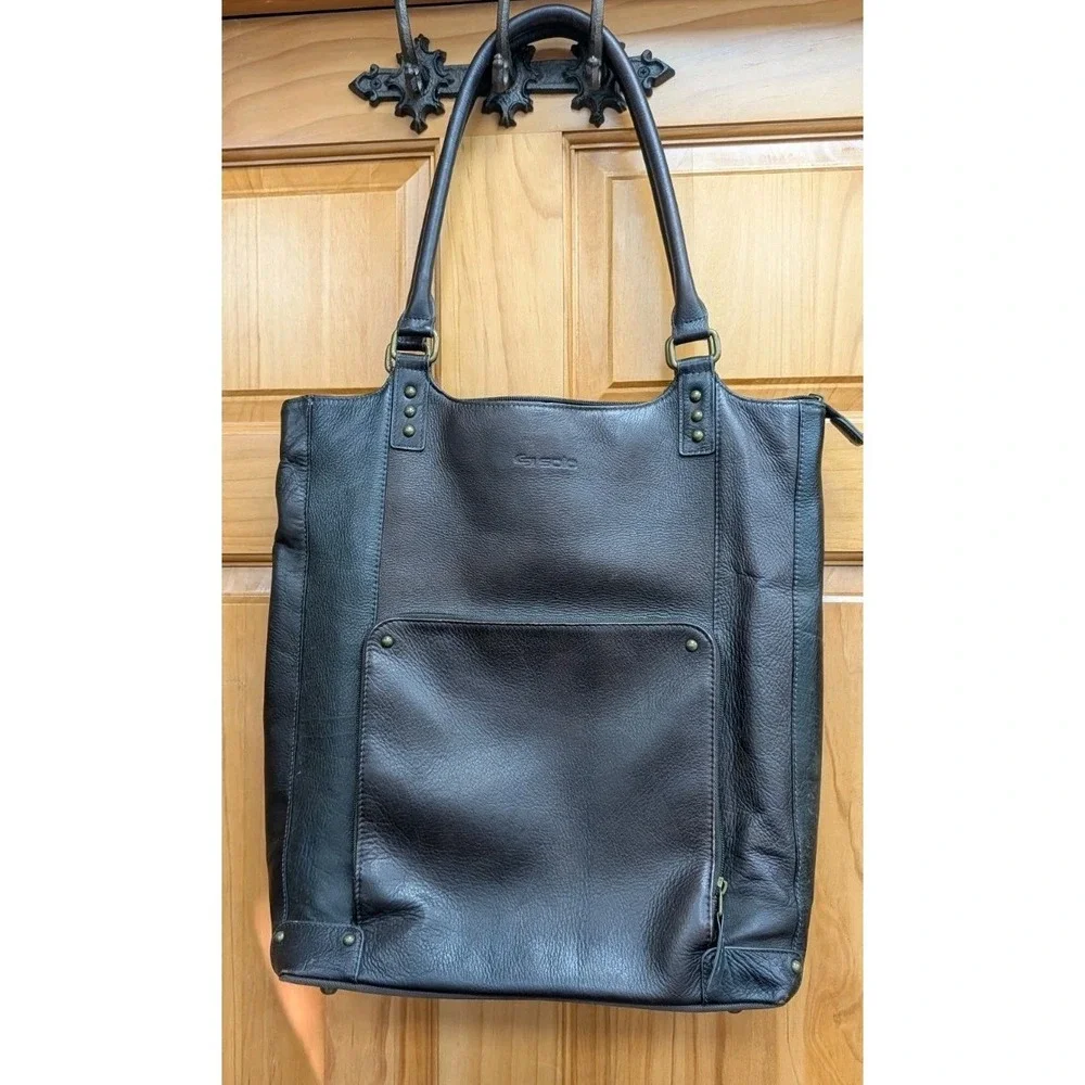 Solo Leather Laptop Brown Bag Tote Double Straps Trolley Sleeve